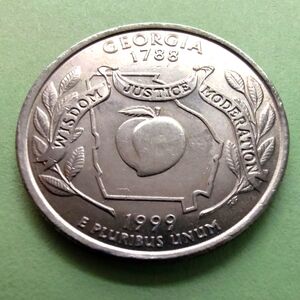 1999-P Georgia State Quarter Uncirculated From US Mint Roll.Item #5067